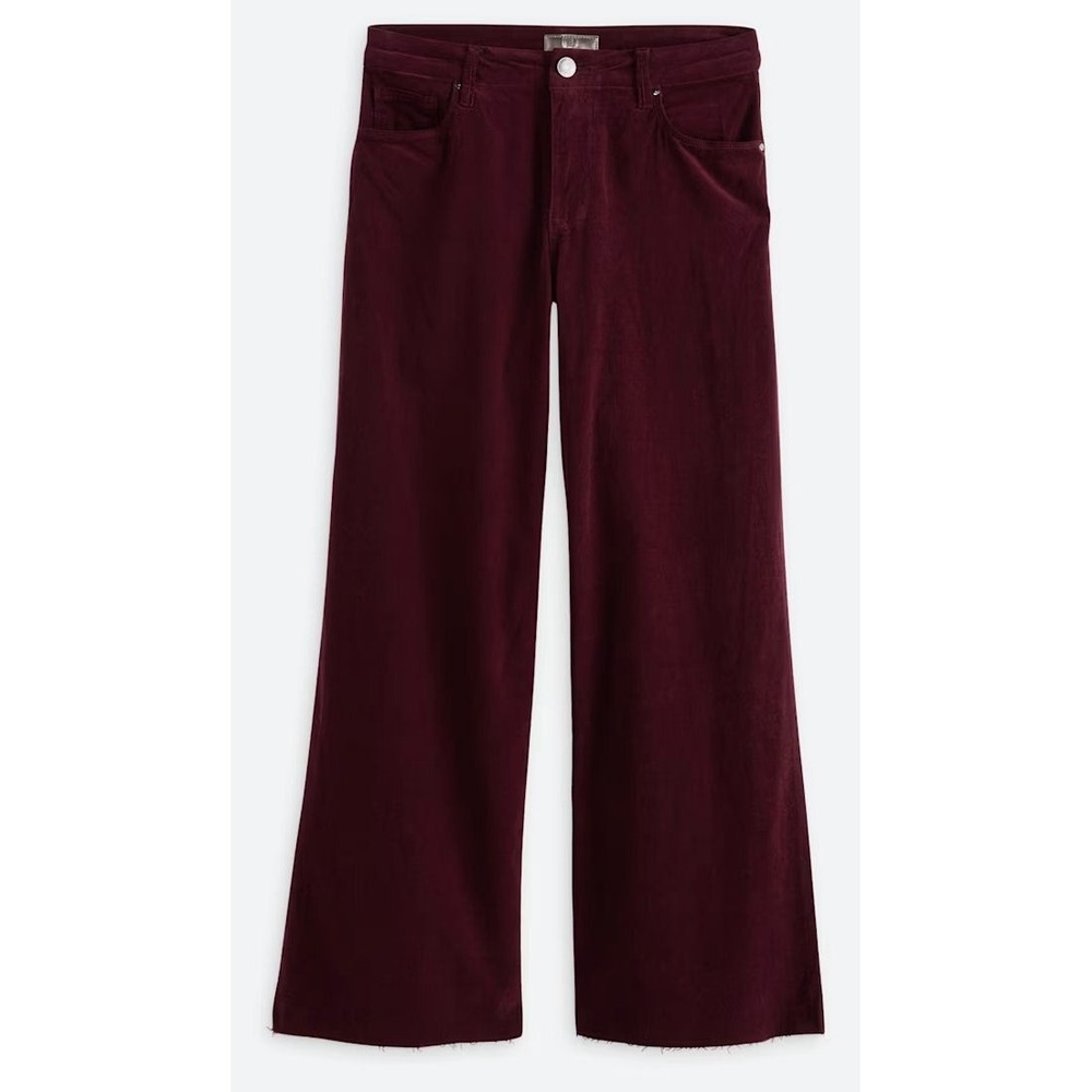 Kut From The‎ Kloth Meg Corduroy Wide Leg Raw Hem Fab Ab Pants - Purple - 14